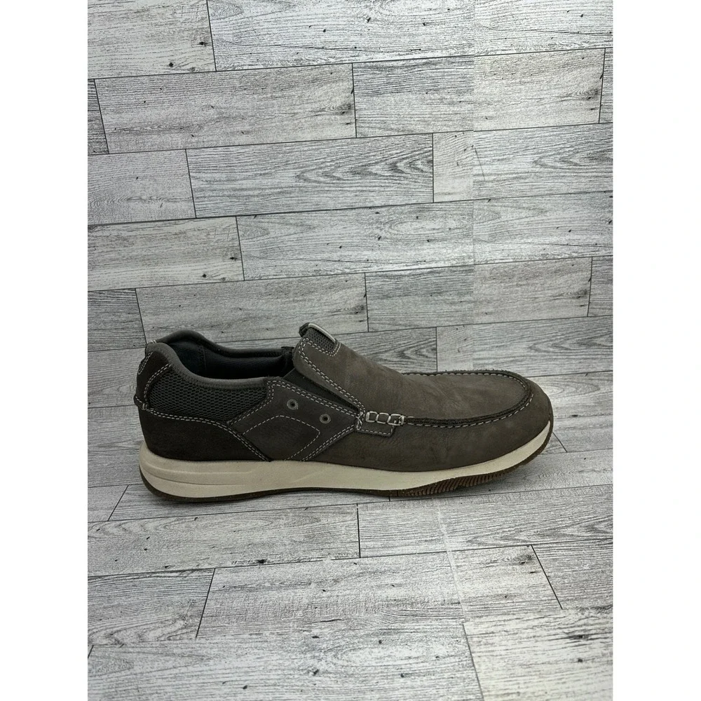 Clarks Collection Mens Grey Nubuck Slip On Loafers Size‎ 12 W Ultimate Comfort